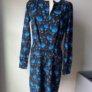 Loft dark floral long sleeve shift dress